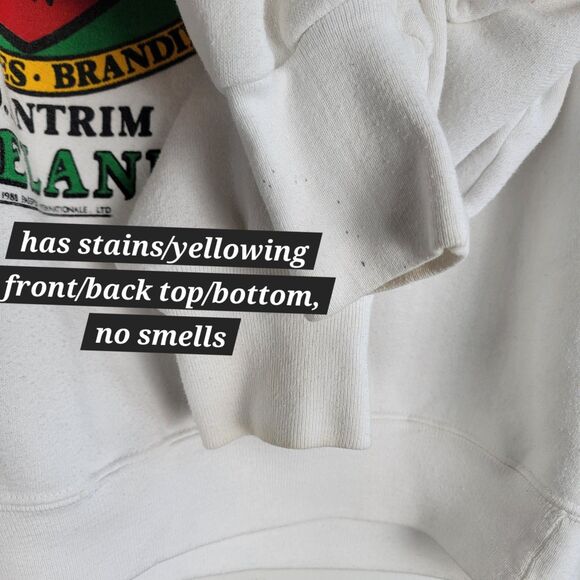 Vintage 80s O'Neal's Fine Ales Ireland Sweatshirt White Size L Made In USA - Picture 4 of 16
